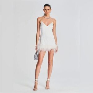 Retrofete Susana feather mini dress white NWT